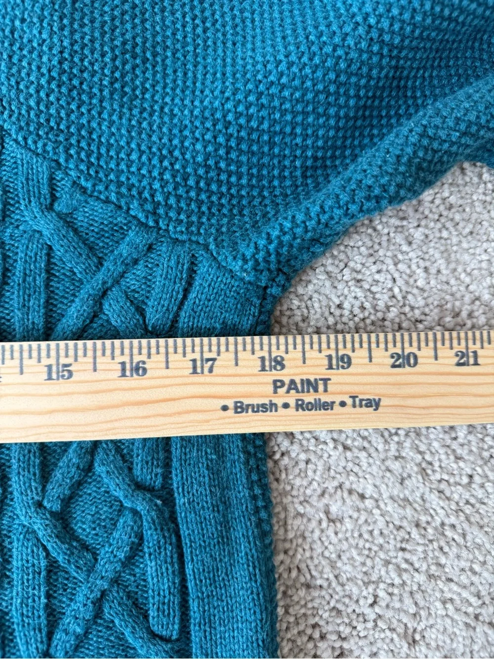 L.L. Bean Teal Cable-Knit Crewneck Sweater - Picture 5 of 6